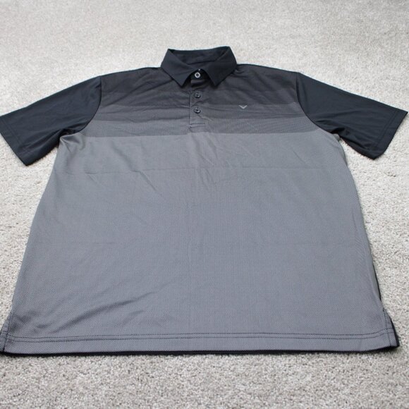 Callaway Opti-Dri Polo Shirt Mens Medium Gray/Black Golf Short Sleeve Pullover - Picture 2 of 12